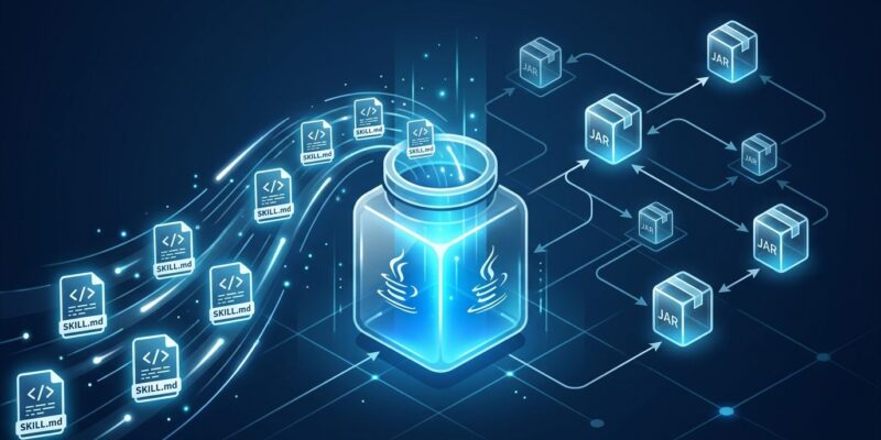 Java JAR package containing AI agent SKILL.md files with Maven dependency tree visualization