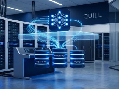 RavenDB Quill context layer connecting AI agents to SQL databases including PostgreSQL SQL Server and MySQL
