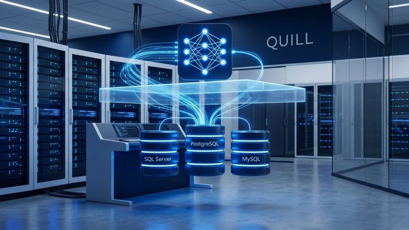 RavenDB Quill context layer connecting AI agents to SQL databases including PostgreSQL SQL Server and MySQL