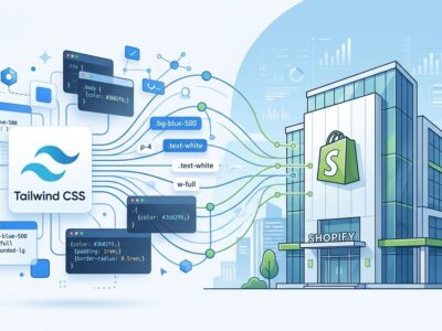 Tailwind CSS framework transitioning to Shopify ownership illustration