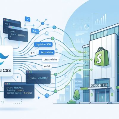 Tailwind CSS framework transitioning to Shopify ownership illustration