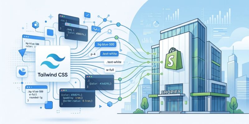 Tailwind CSS framework transitioning to Shopify ownership illustration