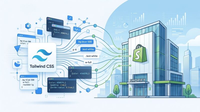 Tailwind CSS framework transitioning to Shopify ownership illustration