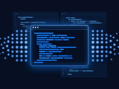 OpenCode terminal AI coding agent GitHub stars milestone - dark terminal screen with blue highlights representing open-source coding tools comparison