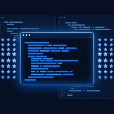 OpenCode terminal AI coding agent GitHub stars milestone - dark terminal screen with blue highlights representing open-source coding tools comparison