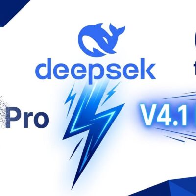 DeepSeek V4.1 Flash model launch with V4 Pro routing to Flash, showing 6x speed improvement and blue lightning bolt design