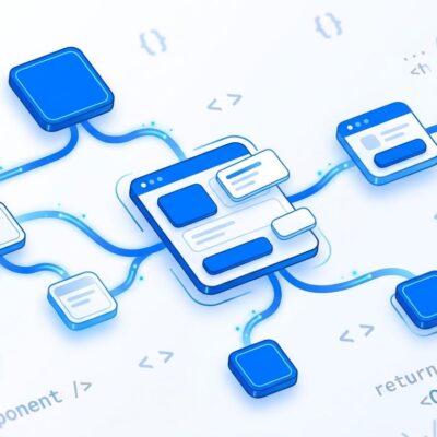 React component tree with animated ViewTransition elements in ByteIota blue