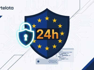 EU CRA shield with 24-hour timer representing the vulnerability reporting deadline for developers