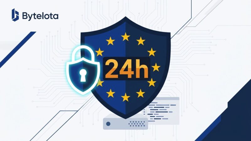 EU CRA shield with 24-hour timer representing the vulnerability reporting deadline for developers
