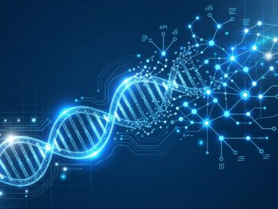 AlphaGenome Atlas DNA helix data network visualization by Google DeepMind