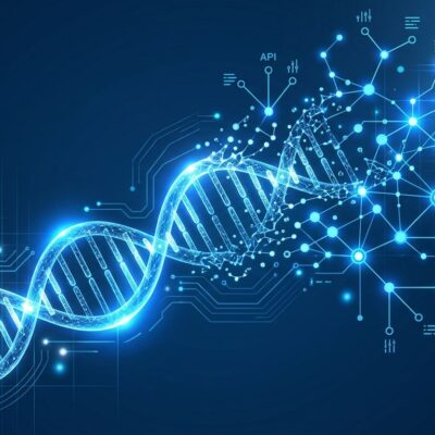 AlphaGenome Atlas DNA helix data network visualization by Google DeepMind