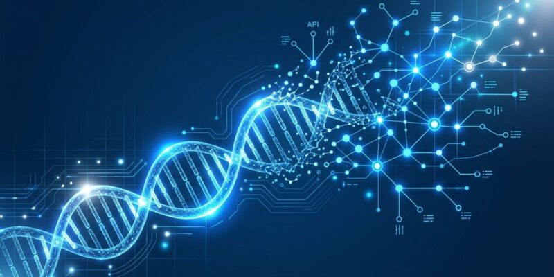 AlphaGenome Atlas DNA helix data network visualization by Google DeepMind