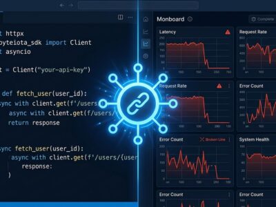 Python code dashboard showing httpx to httpx2 migration with broken monitoring graphs representing silent observability failure in Anthropic SDK 1.0