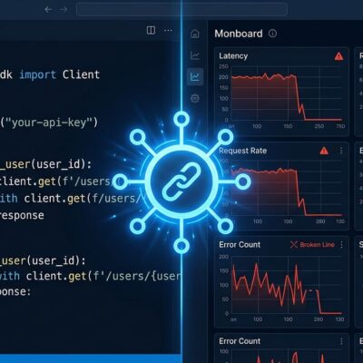Python code dashboard showing httpx to httpx2 migration with broken monitoring graphs representing silent observability failure in Anthropic SDK 1.0