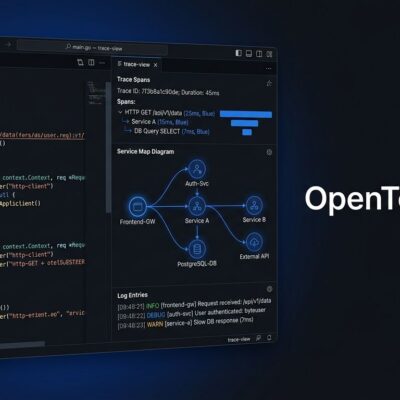 JetBrains IDE showing OpenTelemetry traces, logs, and service map in a dedicated tool window