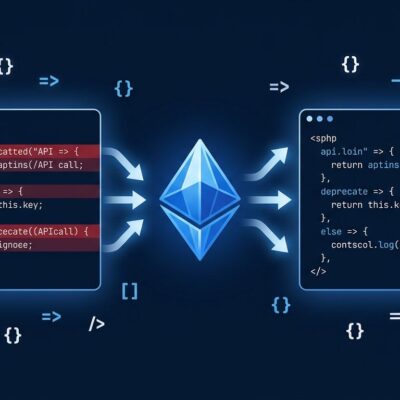 Claude Fable 5.1 API migration concept showing code transformation with blue Anthropic diamond icon