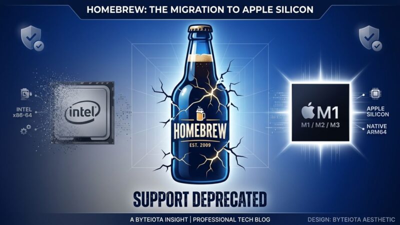 Homebrew 7.0.0 release showing Intel Mac deprecation and brew vulns vulnerability scanning in blue and white