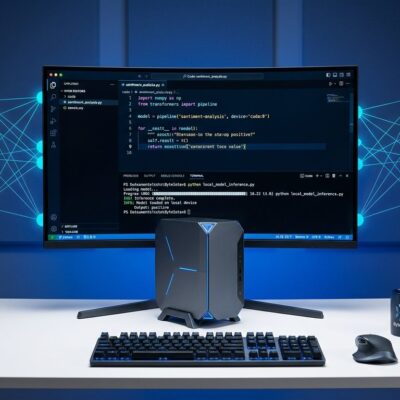 Microsoft Project Zenith developer workstation with local AI model running on AMD Ryzen AI Halo hardware