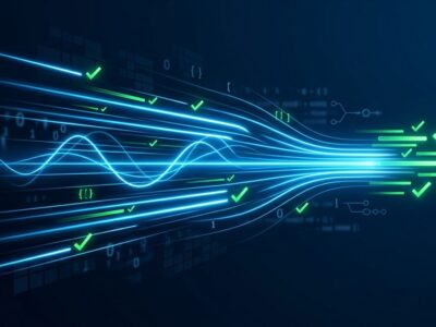 Vitest 5 featured image showing fast test execution with blue speed lines on dark background