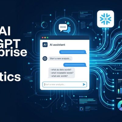ChatGPT Work Data Agent dashboard showing data flows from Snowflake, BigQuery, and Redshift warehouses