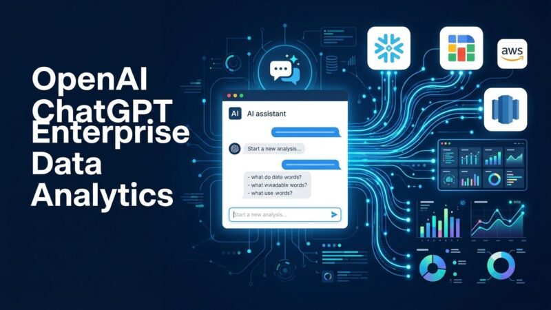 ChatGPT Work Data Agent dashboard showing data flows from Snowflake, BigQuery, and Redshift warehouses