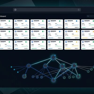 Headlamp Kubernetes dashboard showing Cluster API fleet topology with multiple clusters and health status indicators