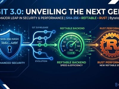 Git 3.0 release showing SHA-256 hash upgrade, reftable performance backend, and Rust build dependency