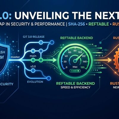 Git 3.0 release showing SHA-256 hash upgrade, reftable performance backend, and Rust build dependency