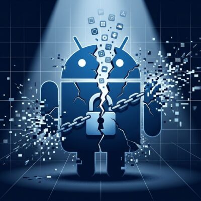 Android robot logo cracked and broken representing the OEMpocalypse zero-permission root exploit affecting Samsung Galaxy, Xiaomi, and Oppo devices