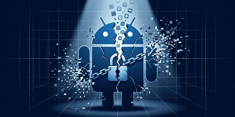 Android robot logo cracked and broken representing the OEMpocalypse zero-permission root exploit affecting Samsung Galaxy, Xiaomi, and Oppo devices