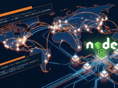 Cloudflare Workers edge network with Node.js module integration visualization