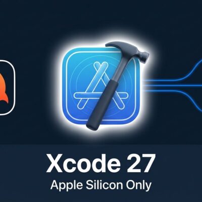 Xcode 27 release announcement featuring Apple Silicon requirement and agentic coding with Claude Gemini GPT