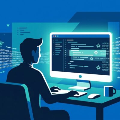 Developer at desk with AI coding agents generating code automatically, representing the shift in how software engineers work in 2026