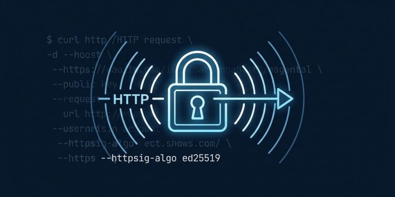 curl 8.22.0 featuring RFC 9421 HTTP Message Signatures with ed25519 signing - cryptographic padlock with network request
