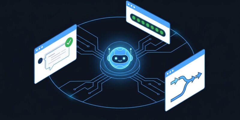GitHub Copilot Agent Merge supervision loop diagram showing AI agent managing pull request pipeline