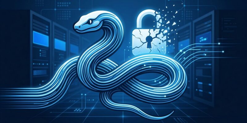 Python snake with parallel blue threads representing free-threading without GIL on RHEL enterprise infrastructure
