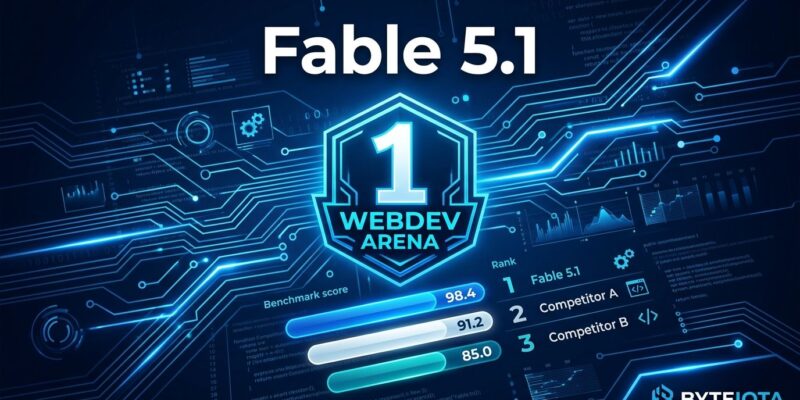Claude Fable 5.1 tops WebDev Arena leaderboard with 1765 points benchmark score