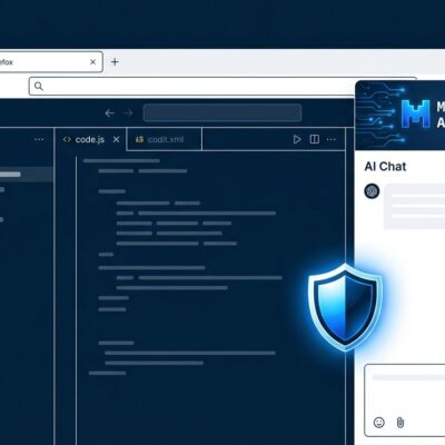 Firefox browser with Smart Window AI panel showing Mistral integration and privacy shield
