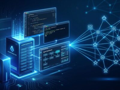 AgentVerse-OS browser-based developer desktop with VS Code workspaces and AI coding agents running on a self-hosted Ubuntu server