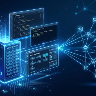 AgentVerse-OS browser-based developer desktop with VS Code workspaces and AI coding agents running on a self-hosted Ubuntu server