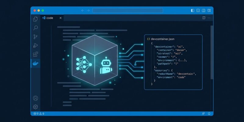VS Code 1.138 showing AI agent session running inside a Dev Container with Docker isolation