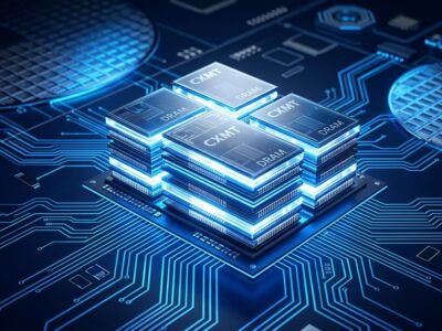 CXMT G5 DRAM chip production - memory semiconductor wafers with blue circuit board patterns