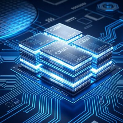 CXMT G5 DRAM chip production - memory semiconductor wafers with blue circuit board patterns