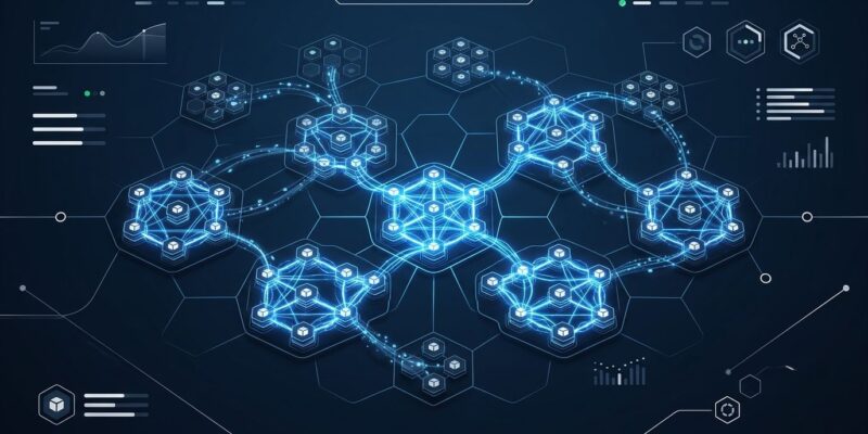 Kubernetes 1.37 Garhwal release showing interconnected GPU pod groups with gang scheduling visualization