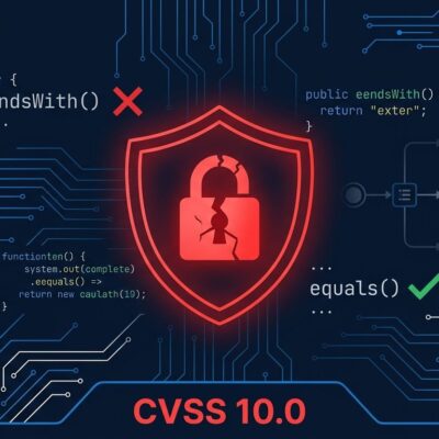 Kestra CVE-2026-49869 CVSS 10.0 authentication bypass RCE vulnerability diagram showing endsWith vs equals security flaw