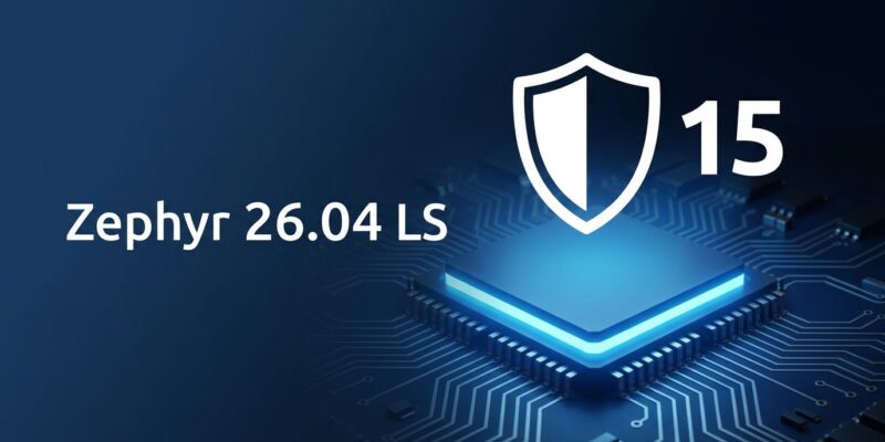 Canonical Zephyr 26.04 LTS featured image showing microcontroller with 15-year shield