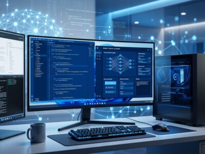 Microsoft Project Zenith developer workstation running Windows 11 with AI model interface and blue ByteIota brand colors