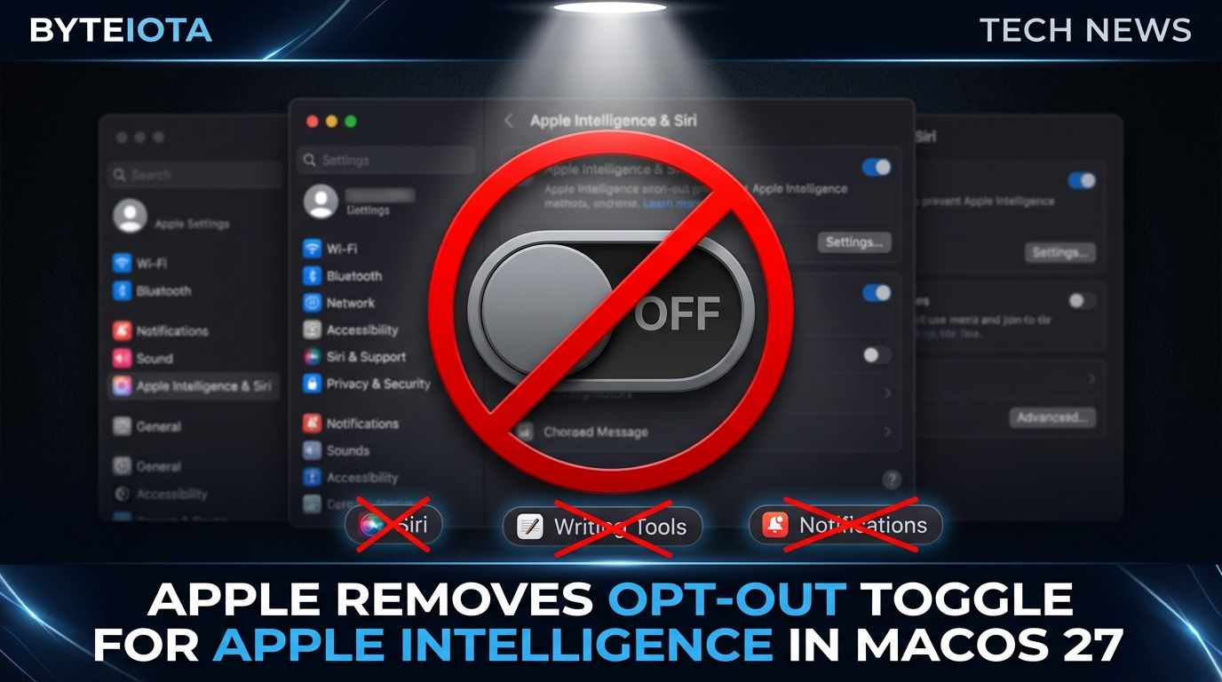 Apple Intelligence macOS 27: The Off Switch Is Gone