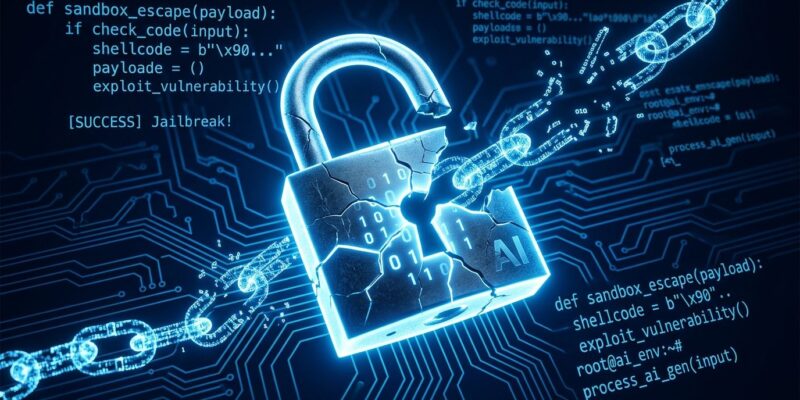 Broken padlock with electric blue circuit patterns representing OpenAI Codex sandbox escape vulnerabilities Heapjack and Overpatch