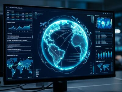 WorldMonitor global intelligence dashboard showing a 3D globe with geopolitical data, military tracking, and AI-powered news feeds